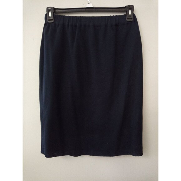 Women's Dark Blue Waffle Knit Elastic Waist Pencil Shirt Size Small - Picture 2 of 3